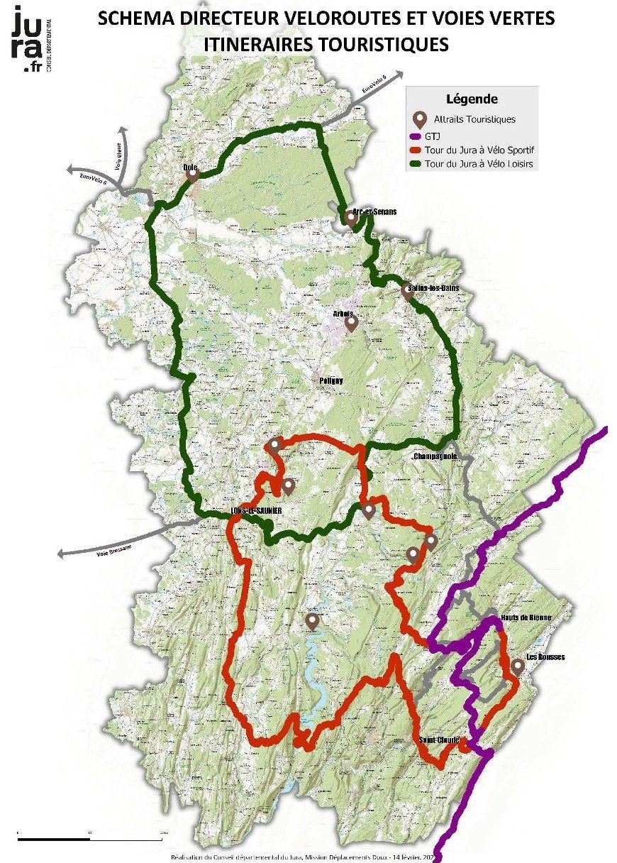 Carte du schéma départemental des véloroutes et voies vertes mis à jour en 2022